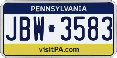 PA license plate JBW3583