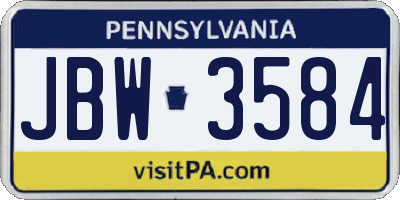 PA license plate JBW3584