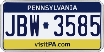 PA license plate JBW3585