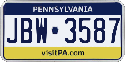 PA license plate JBW3587