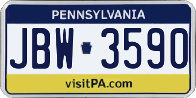 PA license plate JBW3590