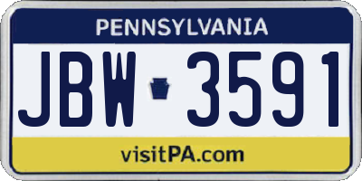 PA license plate JBW3591