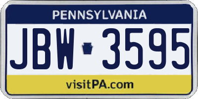 PA license plate JBW3595