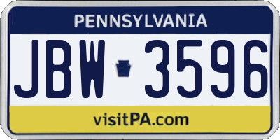 PA license plate JBW3596