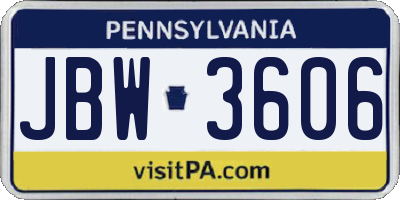 PA license plate JBW3606