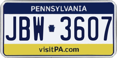 PA license plate JBW3607