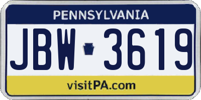 PA license plate JBW3619