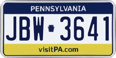 PA license plate JBW3641