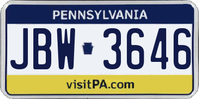 PA license plate JBW3646