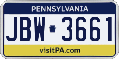 PA license plate JBW3661