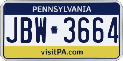 PA license plate JBW3664