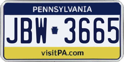 PA license plate JBW3665