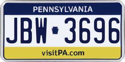 PA license plate JBW3696