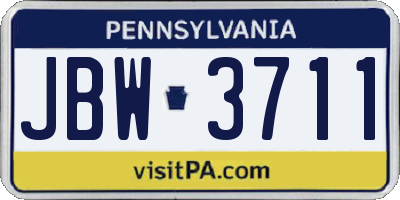 PA license plate JBW3711