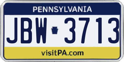 PA license plate JBW3713