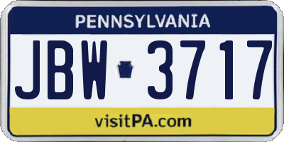 PA license plate JBW3717