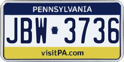 PA license plate JBW3736