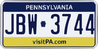 PA license plate JBW3744