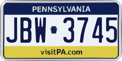PA license plate JBW3745