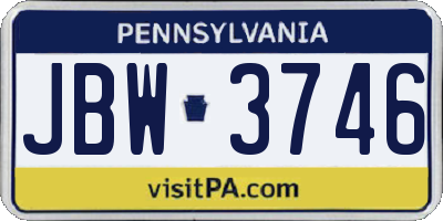 PA license plate JBW3746