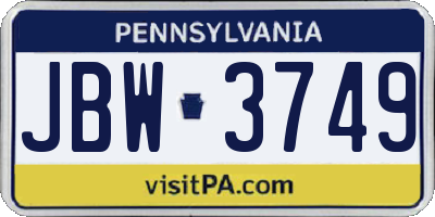 PA license plate JBW3749
