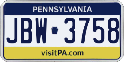 PA license plate JBW3758