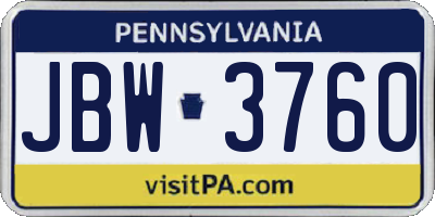 PA license plate JBW3760