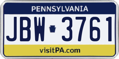 PA license plate JBW3761
