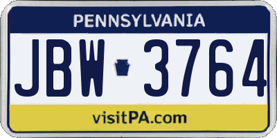 PA license plate JBW3764