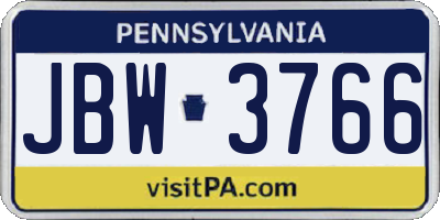 PA license plate JBW3766