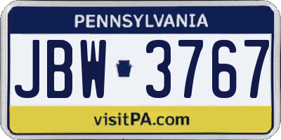 PA license plate JBW3767