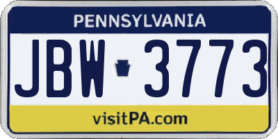 PA license plate JBW3773