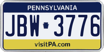 PA license plate JBW3776
