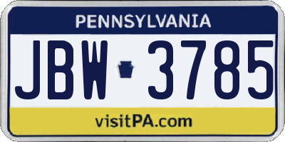 PA license plate JBW3785