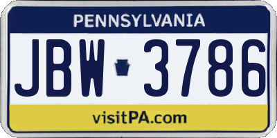 PA license plate JBW3786