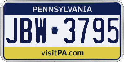 PA license plate JBW3795