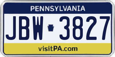 PA license plate JBW3827