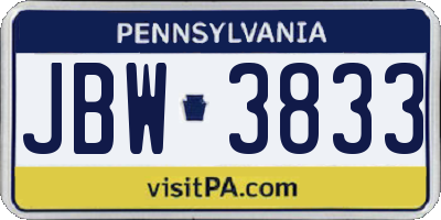 PA license plate JBW3833