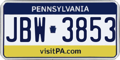 PA license plate JBW3853