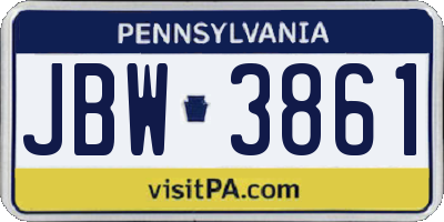 PA license plate JBW3861