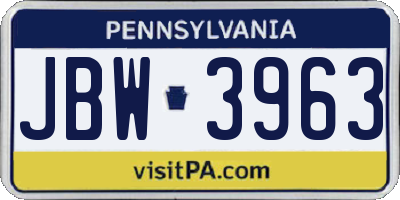 PA license plate JBW3963