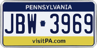 PA license plate JBW3969