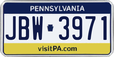 PA license plate JBW3971