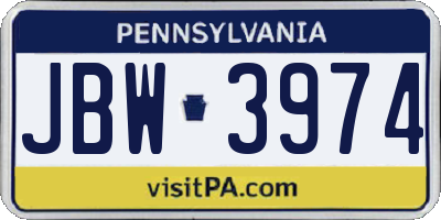 PA license plate JBW3974
