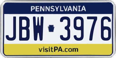 PA license plate JBW3976