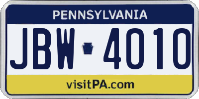 PA license plate JBW4010