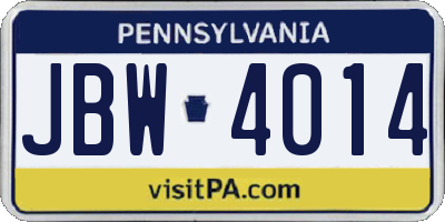 PA license plate JBW4014