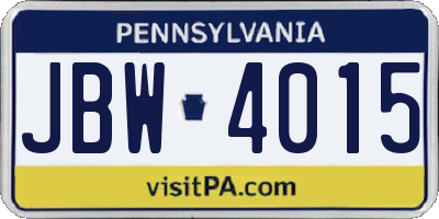 PA license plate JBW4015