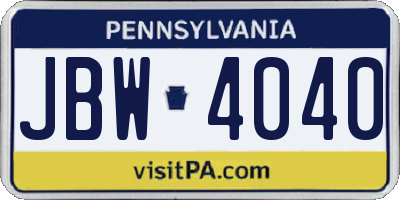 PA license plate JBW4040