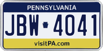PA license plate JBW4041